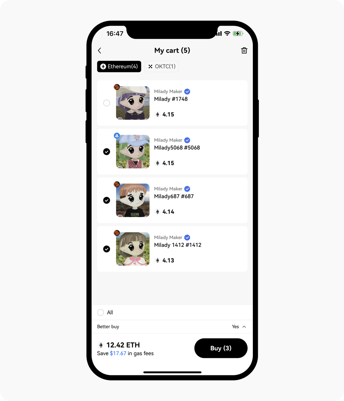 My Cart NFT App