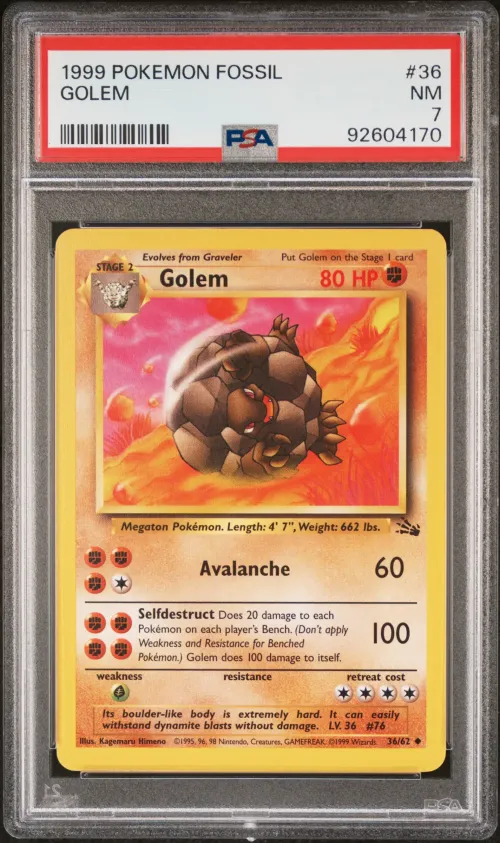 1999 #36 Golem PSA 7 Fossil Poke